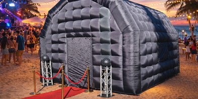 Glowdome disco tent huren met rode loper en verlichting