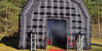 Glowdome disco tent huren met rode loper en verlichting