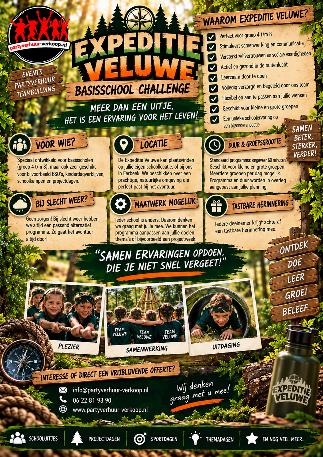 Schooluitje basisschool Expeditie Veluwe Challenge voor groep 4 tot en met 8