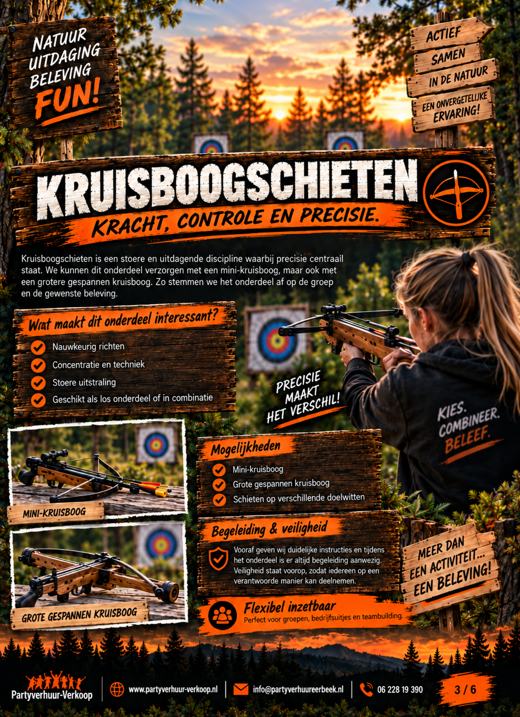 Kruisboogschieten op locatie met professionele en kleine kruisboog