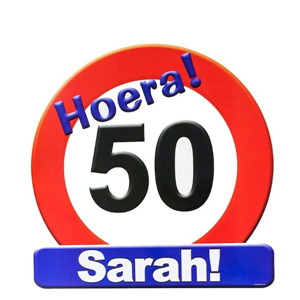 Huldeschild Sarah 50 jaar