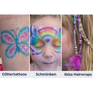 Schminken + Glittertattoos + Hairwraps