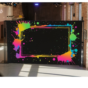 Achterwand Neon Theme Glitter & Propset Neon glitter achterwand met kleurrijk design en propset