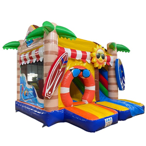 Springkussen Beach – Met Obstakels & Glijbaan (4,2 x 4 m)