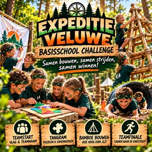 Expeditie Veluwe Basisschool Challenge voor groep 4 tot en met 8 met teamopdrachten en begeleiding