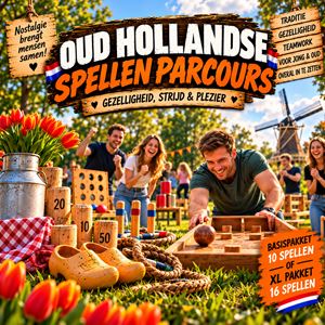 Oud Hollandse Spellen Parcours met traditionele spellen voor groepen op locatie