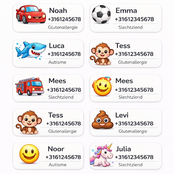 1 losse SOS tattoo met naam en telefoonnummer gepersonaliseerde tijdelijke tattoo voor kind met naam en telefoonnummer