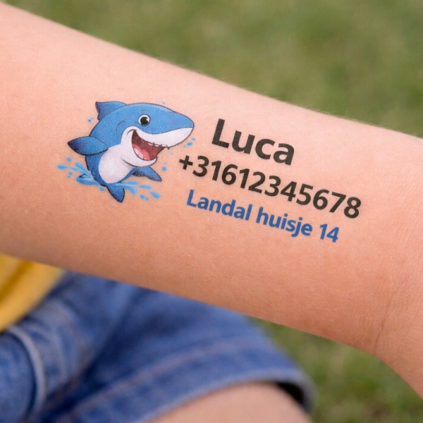 1 losse SOS tattoo met naam en telefoonnummer gepersonaliseerde tijdelijke tattoo voor kind met naam en telefoonnummer