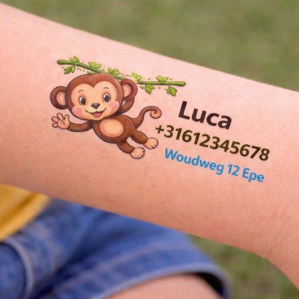 1 losse SOS tattoo met naam en telefoonnummer gepersonaliseerde tijdelijke tattoo voor kind met naam en telefoonnummer
