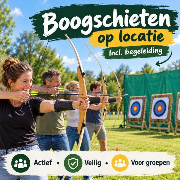 Boogschieten op locatie huren Boogschieten op locatie met complete schietbaan en begeleiding