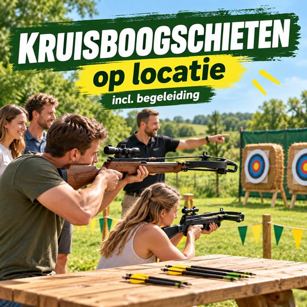 Begeleid kruisboogschieten met grote professionele en kleine kruisboog