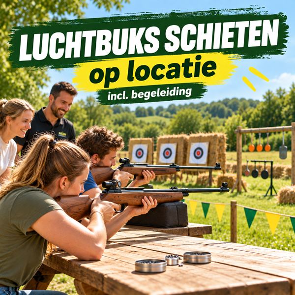 Begeleid luchtbuksschieten met twee soorten luchtdrukwapens en diverse targets